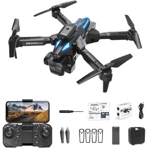 Adult drone with 4K HD dual camera, mini drone for children, obstacle avoidance on all sides,remote control helicopter toy, gift for boys and girls, altitude hold, one-button start,3D flip(black)