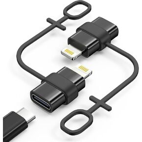 MoKo USB C to Lightning Adapter, Not for Audio/OTG, Lightning Male to USB C Female Adapter for iPhone 14/13/12/11/X Series, iPad/AirPods, Support Charging & Data Sync, with Anti-Lost Loop, Gray