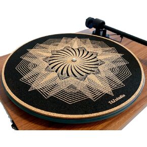 TazStudio Premium slipmat - Cork Turntable Mat [4mm Thick] for Better Sound Support on Vinyl LP Record Player - Cork mat Original Geometric Design Psychedelic Geometric Analog Art