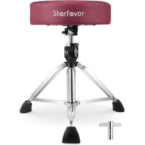 Starfavor Drum Throne Adjustable, Drum Stool Padded Drum Seat, Rotatable Drum Chair with Double Braced Anti-Slip Feet, Crimson Color, Red, ST-650 Stone