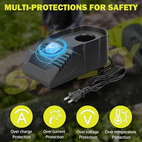 شاحن صغير لشاحن استبدال بطارية Ryobi 18V P117، متوافق مع بطارية ليثيوم 18V NiCad NiMh P102 P103 P107 P108 P109 P189 P190 PBP002 PBP005 in Kuwait