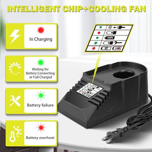 شاحن صغير لشاحن استبدال بطارية Ryobi 18V P117، متوافق مع بطارية ليثيوم 18V NiCad NiMh P102 P103 P107 P108 P109 P189 P190 PBP002 PBP005 in Kuwait