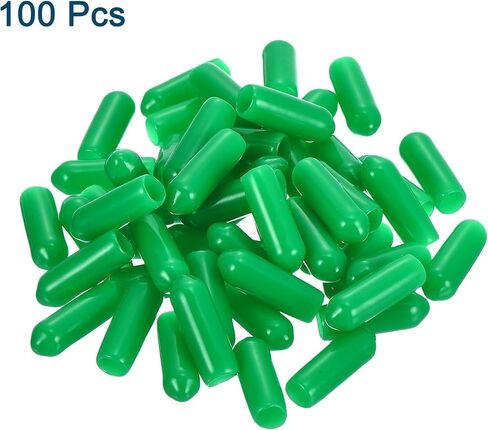 uxcell 50Pcs Rubber End Caps, 6.5mm/0.26" ID Flexible Rubber Caps, PVC Caps Rubber Screw for Bolts Screw Caps Thread Protectors Tube Screw Bolt, Green in Saudi Arabia