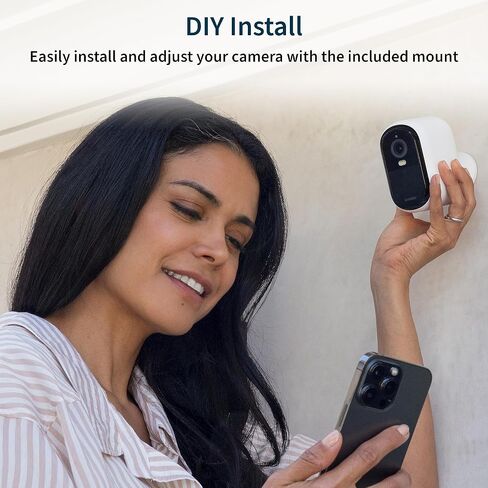 Arlo Essential Wireless Security Camera 2nd Gen with Solar Panel - Outdoor & Indoor Wireless Camera with Integrated Spotlight, Color Night Vision, Motion Sensor & DIY Setup - White, 1 Pack, VMK3050 in Saudi Arabia