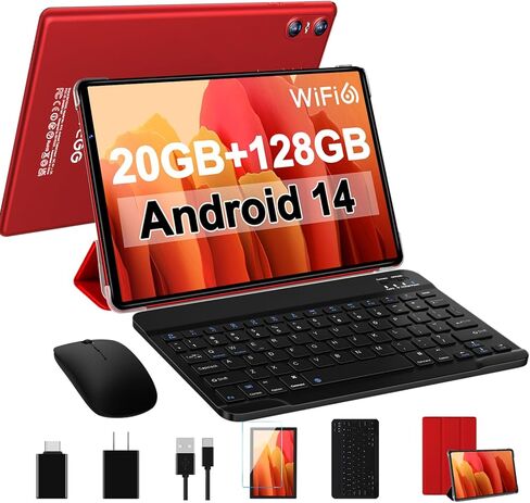Android 14 Tablet Newest 10.1 inch Tablets,20GB RAM 128GB ROM 1TB Expand,Octa-Core Processor,Dual Camera,WiFi 6,GPS,Bluetooth 5.0,6000mAh Long Battery Life with Keyboard/Mouse-Black in Saudi Arabia
