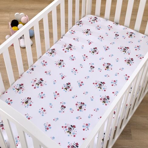 Disney Mickey Mouse - Black, White, Gray and Red Watercolor Mickey Ears Nursery Fitted Crib Sheet in Saudi Arabia
