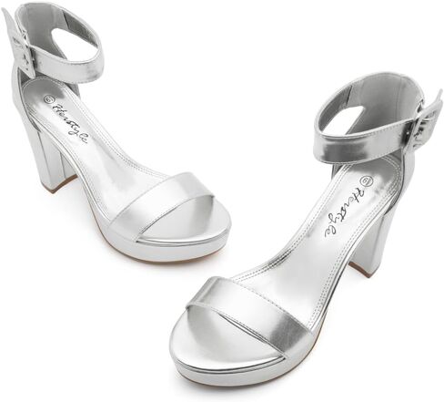Herstyle Island Women's Platform Heels 4 inches Chunky Heels Comfy Open Toe Block Heeled Sandals Ankle Strappy Dress High Heels Black Red Chunky Platform Heels for Wedding Prom in Saudi Arabia