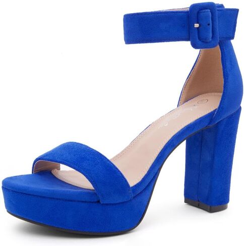 Herstyle Island Women's Platform Heels 4 inches Chunky Heels Comfy Open Toe Block Heeled Sandals Ankle Strappy Dress High Heels Black Red Chunky Platform Heels for Wedding Prom in Saudi Arabia