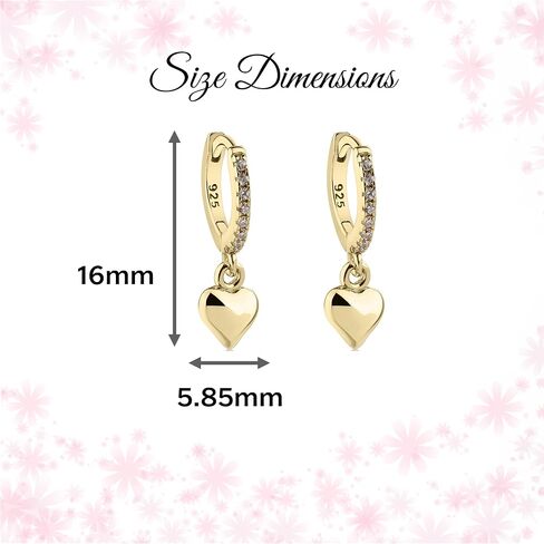Girls Sterling Silver Huggie Earrings with Drop Heart or Cross for Kids, Teens or Women in Saudi Arabia