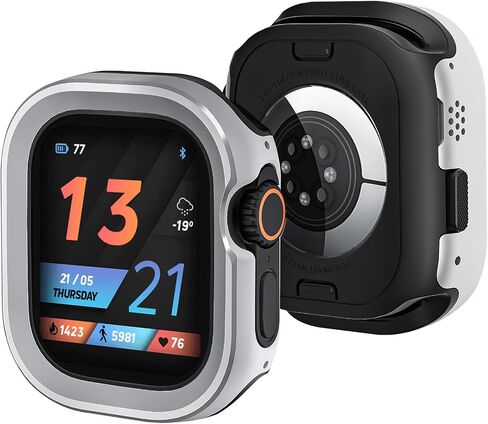 2 in 1 Metal Rugged Case for Apple Watch Ultra 3/2/1 Case 49mm, Aluminum Shockproof Protective Bumper with TPU Back Cover, Raised Edge Screen Protection, Black in Kuwait