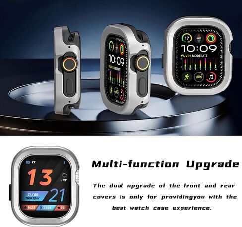 2 in 1 Metal Rugged Case for Apple Watch Ultra 3/2/1 Case 49mm, Aluminum Shockproof Protective Bumper with TPU Back Cover, Raised Edge Screen Protection, Black in Kuwait