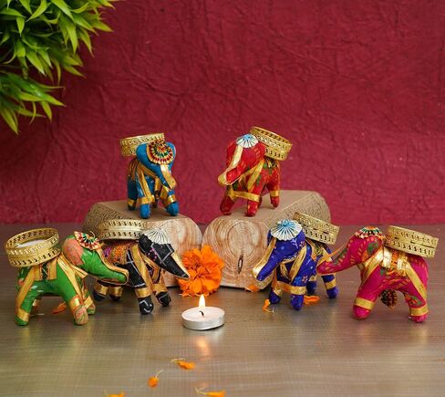 TIED RIBBONS Lotus Tealight Candle Holder | Set of 7 | Tealight Holder for Diwali Decorations, Indian Decorations for Home, Tealight Diya for Diwali, Pooja, Ganesh Chaturthi Decorations, Home Decor in Saudi Arabia