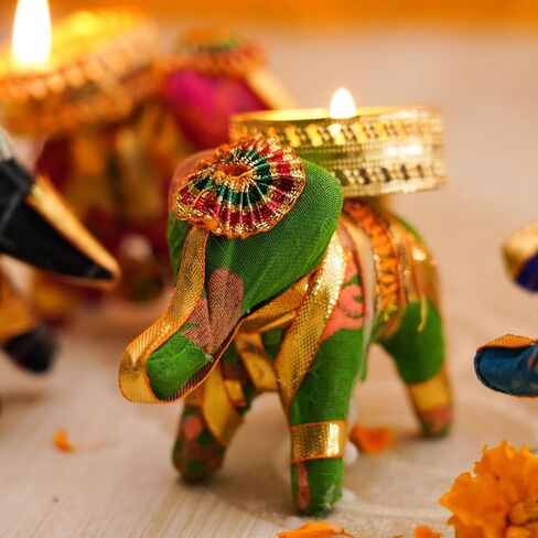 TIED RIBBONS Lotus Tealight Candle Holder | Set of 7 | Tealight Holder for Diwali Decorations, Indian Decorations for Home, Tealight Diya for Diwali, Pooja, Ganesh Chaturthi Decorations, Home Decor in Saudi Arabia