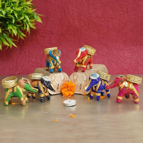 TIED RIBBONS Lotus Tealight Candle Holder | Set of 7 | Tealight Holder for Diwali Decorations, Indian Decorations for Home, Tealight Diya for Diwali, Pooja, Ganesh Chaturthi Decorations, Home Decor in Saudi Arabia