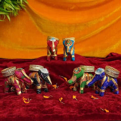 TIED RIBBONS Lotus Tealight Candle Holder | Set of 7 | Tealight Holder for Diwali Decorations, Indian Decorations for Home, Tealight Diya for Diwali, Pooja, Ganesh Chaturthi Decorations, Home Decor in Saudi Arabia