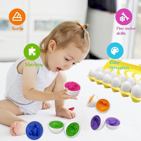 Matching Egg Toy Set - 6 Play Eggs Toddler Toys - Educational Color and Animal Recognition Skills -Learning Egg Game Puzzle for Toddlers (Animal) in Saudi Arabia