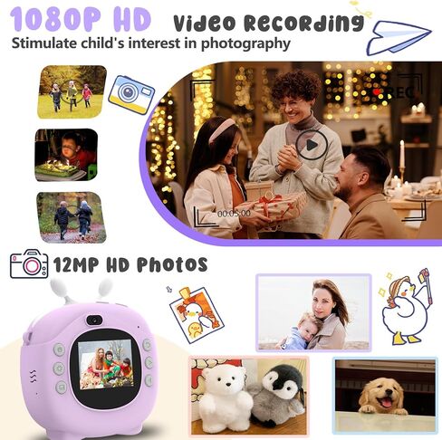 Kids Instant Print Camera, Selfie Camera Christmas Birthday Gifts with 3 Rolls Printer Paper, HD Digital Camera for Toddler, Portable Travel Toy for 3-12 Ages Girls Boys, with 32GB SD Card-Blue in Kuwait