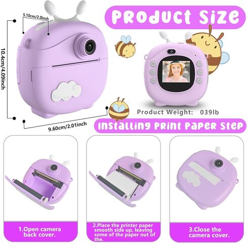 Kids Instant Print Camera, Selfie Camera Christmas Birthday Gifts with 3 Rolls Printer Paper, HD Digital Camera for Toddler, Portable Travel Toy for 3-12 Ages Girls Boys, with 32GB SD Card-Blue in Kuwait