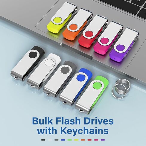 20 حزمة محرك أقراص فلاش USB 2.0 بسعة 8 جيجابايت مع سلاسل مفاتيح، محركات أقراص USB دوارة للإبهام، محرك أقراص USB للكمبيوتر المحمول (أسود) in Kuwait