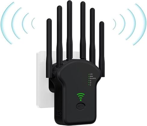 2024 WiFi Extender Signal Booster, WiFi Booster,Internet Wireless Repeater for Home Coverage up to (11800Sq.Ft), 6 Antennas WiFi Repeater with Ethernet Port & Ap Mode，Easy Installation in Saudi Arabia