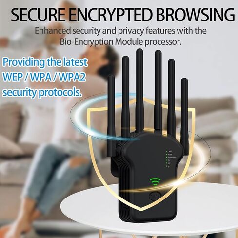 2024 WiFi Extender Signal Booster, WiFi Booster,Internet Wireless Repeater for Home Coverage up to (11800Sq.Ft), 6 Antennas WiFi Repeater with Ethernet Port & Ap Mode，Easy Installation in Saudi Arabia
