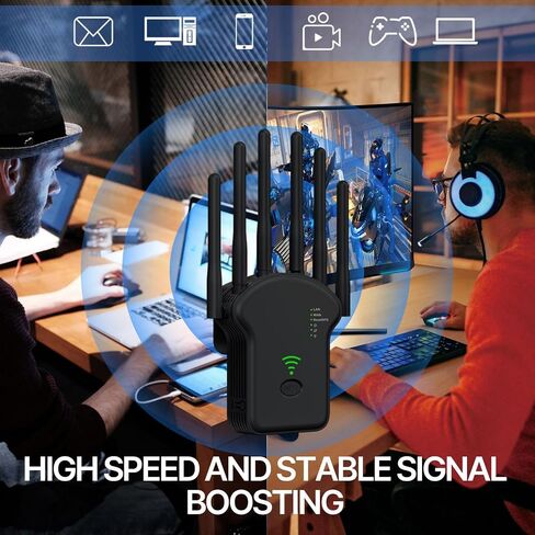 2024 WiFi Extender Signal Booster, WiFi Booster,Internet Wireless Repeater for Home Coverage up to (11800Sq.Ft), 6 Antennas WiFi Repeater with Ethernet Port & Ap Mode，Easy Installation in Saudi Arabia