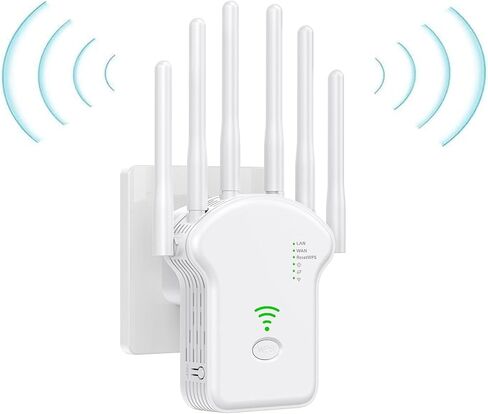 2024 WiFi Extender Signal Booster, WiFi Booster,Internet Wireless Repeater for Home Coverage up to (11800Sq.Ft), 6 Antennas WiFi Repeater with Ethernet Port & Ap Mode，Easy Installation in Saudi Arabia