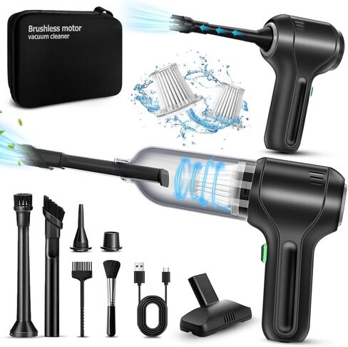 Car Vacuum Portable Cordless - 15000PA High Powerful Handheld Vacuum Cordless Rechargeable,3 in 1 Keyboard Cleaner & Air Duster, Car Vacuum with Brushless Motor,Vacuum for car, home, office, pet in Saudi Arabia