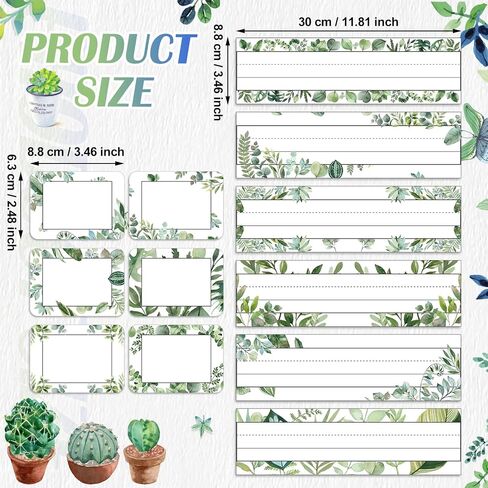48 Pcs Rustic Bloom Name Tags Labels Succulents Theme Name Plates for Desk Self Adhesive Label Stickers Bulletin Board Farmhouse Decoration for Teacher Classroom School Office Baby Shower (Retro) in Saudi Arabia
