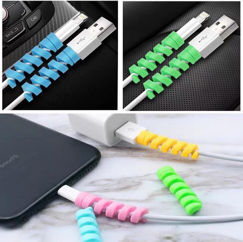 12PCS Silicone Cord Protector Sleeves Cover Charger Protector Cable Protector for Phone Charger Spiral Charger Cord Protector Flexible Cable Cord Saver for All Cell Phone Data Line (White) in Saudi Arabia