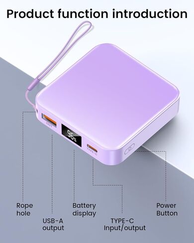 10000mAh Small Power Bank, Mini Phone Portable Charger, USB C Input/Output with Smart LED Display, 30W Fast Charging Technology Battery Bank for iPhone, iPad,Samsung, Android Phones, Tablet in Kuwait