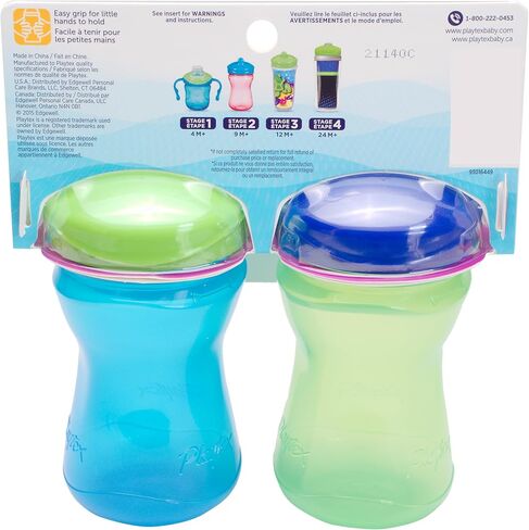 Playtex Baby Sipsters Stage 2 Hard Spout Cups, Green/Pink, Blue/Lavender, 9 Oz, 2 Count - Spill-Proof and Leak-Proof in Saudi Arabia