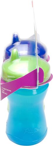 Playtex Baby Sipsters Stage 2 Hard Spout Cups, Green/Pink, Blue/Lavender, 9 Oz, 2 Count - Spill-Proof and Leak-Proof in Saudi Arabia