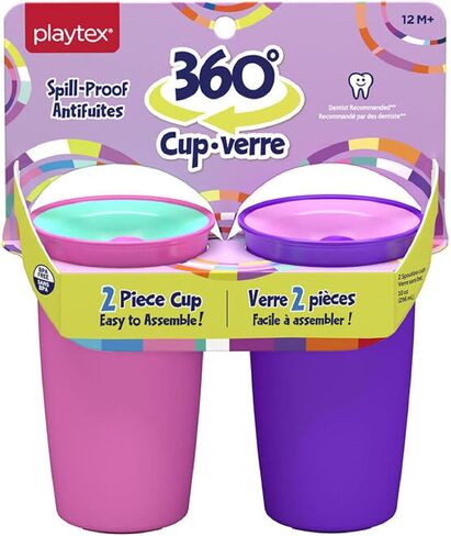 Playtex Baby Sipsters Stage 2 Hard Spout Cups, Green/Pink, Blue/Lavender, 9 Oz, 2 Count - Spill-Proof and Leak-Proof in Saudi Arabia