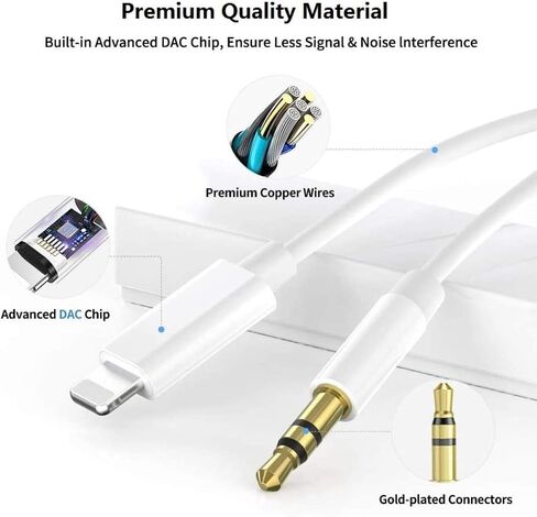 Aux Cord for iPhone 16 15, 2 Pack USB C to 3.5mm Audio Aux Jack Cable, Type C to 3.5mm Headphone Jack Car Stereo Cord Compatible with iPhone 16/16 Plus/16 Pro/16 Pro Max/15/15 Plus/15 Pro/15 Pro Max in Saudi Arabia