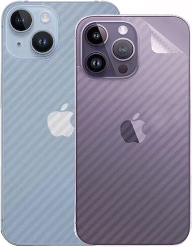 واقي شاشة خلفي 6.9 بوصة لهاتف iPhone 16 Pro Max، طبقة حماية رفيعة للغاية من ألياف الكربون ثلاثية الأبعاد - عبوتين - شفاف in Kuwait