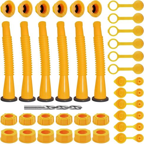 Gas Can Spout Replacement, Gas Can Nozzle. Hose Length is 8.1 in, Easier to use. For most 1/2/5/10 gal oil cans. With Gas Can Vent Caps, Thick rubber pad, Spout Cover, Base Caps (12 Kit-White) in Saudi Arabia