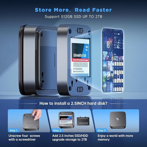KAMRUI AK1PLUS Mini PC, 12GB LPDDR5 4800MHz 256GB M.2 SSD with N100 Processor, 4K Mini Desktop Computer with 2 HDMI, Support WiFi 5, BT 4.2 for Office, Home in Saudi Arabia