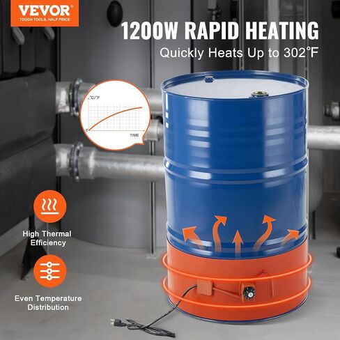 VEVOR Insulated Band Style Gas Cylinder Warmer, Fits 40 lbs Gas Tanks 120W Propane Heater, Fixed Internal Thermostat Max Temp 90 ℉, Durable Waterproof Oxford Fabric, UL/FCC Listed in Saudi Arabia