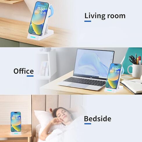 3 in 1 Charging Station for Apple - 33W Fast Multiple Charging Station for iPhone 14/13/12/11, Apple Watch and AirPods (33W USB-C Charger Included) in Saudi Arabia