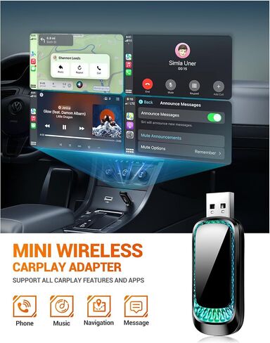SEALIGHT Wireless CarPlay Adapter for iPhone, Converts Wired to Wireless CarPlay Adapter 2024 Upgrade Plug & Play No Latency CarPlay Dongle for Cars 2015+ for Apple iOS 10+ with LED Ambient Light in Saudi Arabia