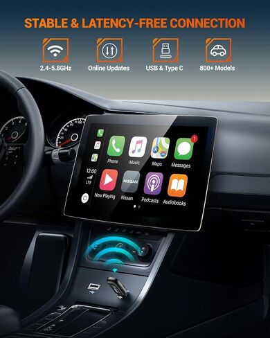 SEALIGHT Wireless CarPlay Adapter for iPhone, Converts Wired to Wireless CarPlay Adapter 2024 Upgrade Plug & Play No Latency CarPlay Dongle for Cars 2015+ for Apple iOS 10+ with LED Ambient Light in Saudi Arabia