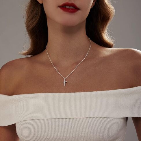 Cross Necklace for Women - 18K Gold Plated Cross Pendant Necklace Dainty Simple Gold Cross Necklace Tiny Gold Cross Necklaces for Women Trendy Gold Jewelry for Women Gift in Saudi Arabia