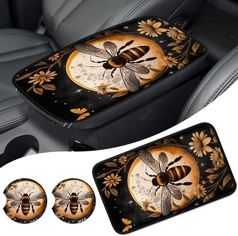 Auto Center Console Cover Arm Rest Cover for Car Truck,Universal Waterproof Car Armrest Cover Pad Middle Console Storage Box Covering Protector+Car Coasters-Blue Butterflies in Night Sky in Saudi Arabia