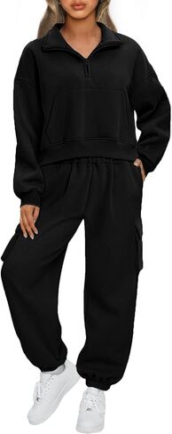 Bloggerlove المرأة 2 قطعة صالة مجموعات وتتسابق Sweatpants رياضية مطابقة اقتصاص أعلى البضائع العداء ببطء قطعتين العرق مجموعة in Kuwait