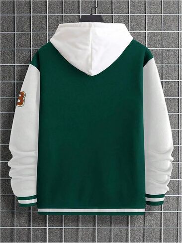 SOLY HUX Men's Color Block Letter Print Baseball Jacket Long Sleeve Casual Varsity Jacket in Saudi Arabia