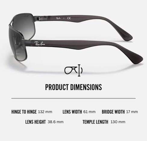 نظارات شمسية Ray-Ban RB3445 مستطيلة مع مجموعة نظارات - وسادات أنف قابلة للتعديل - نظارات شمسية كلاسيكية مثالية للارتداء الرسمي والعادي in Kuwait