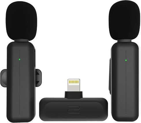 2 Pack Wireless Mini Lavalier Lapel Microphone for iPhone,iPad - Cordless Double Mics Plug and Pick-up 2.4G Ultra-Low Delay Built-in Noise Reduction Chip 5H Working Time for Two-Person Creator in Saudi Arabia