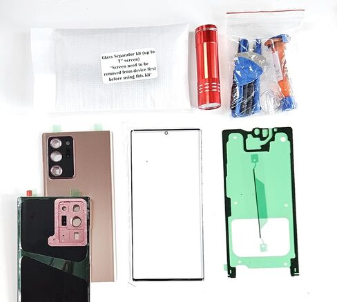 Touch Screen Repair Kit Compatible with Samsung Galaxy Note 20 Ultra Model N986 - Front Outer Glass Lens, Back Housing Battery Cover with Rear Camera Frame Replacement (Mystic Black) in Saudi Arabia
