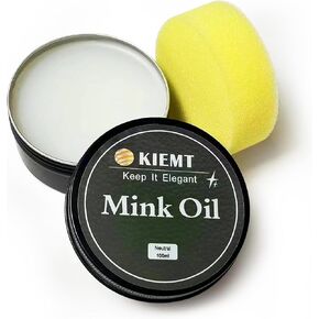 KIEMT Premium Mink Oil for Leathers,Cleaning,Softening and Preserving Leather Goods,Best for Boots,Shoes,Harness,Sofa,Lounges,Chairs,Handbags,Car Seats,All Finished Leather Surfaces. 3.52 Oz